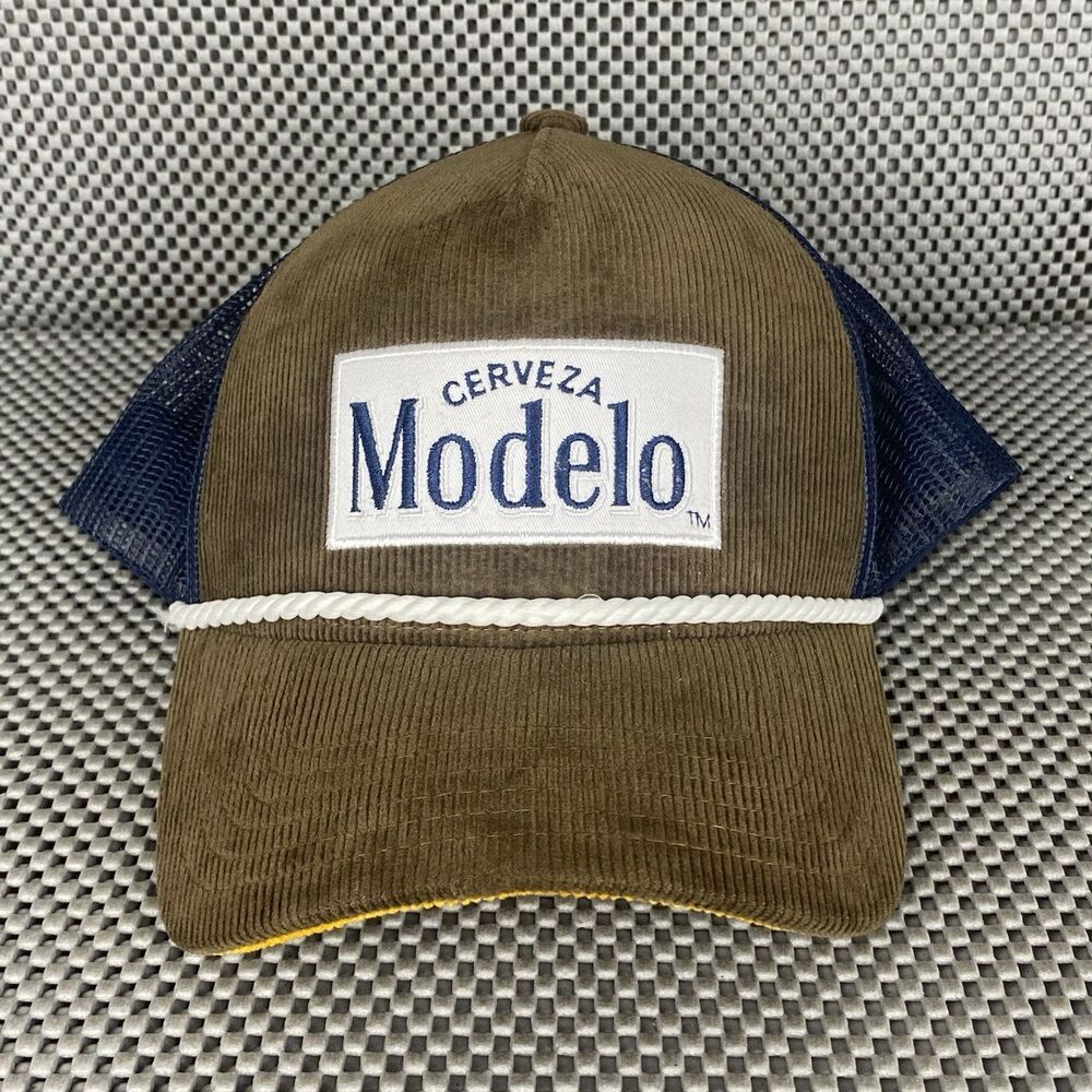 Modelo Cerveza Hat Cap Mens Brown Blue Corduroy Snapback Adjustable